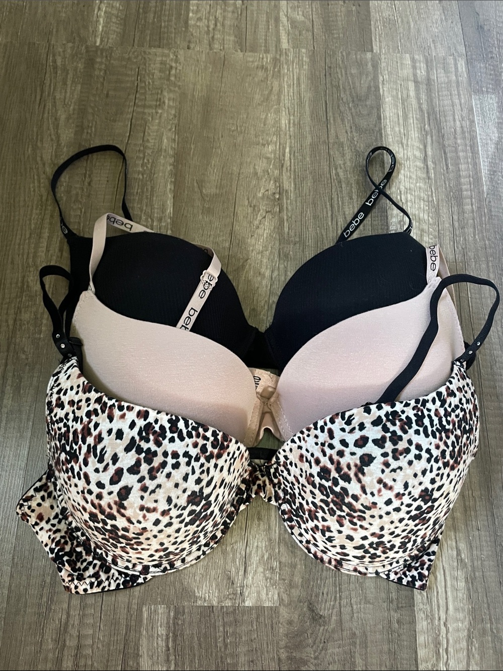 bebe Women's Bra Set - Black, Nude & Leopard